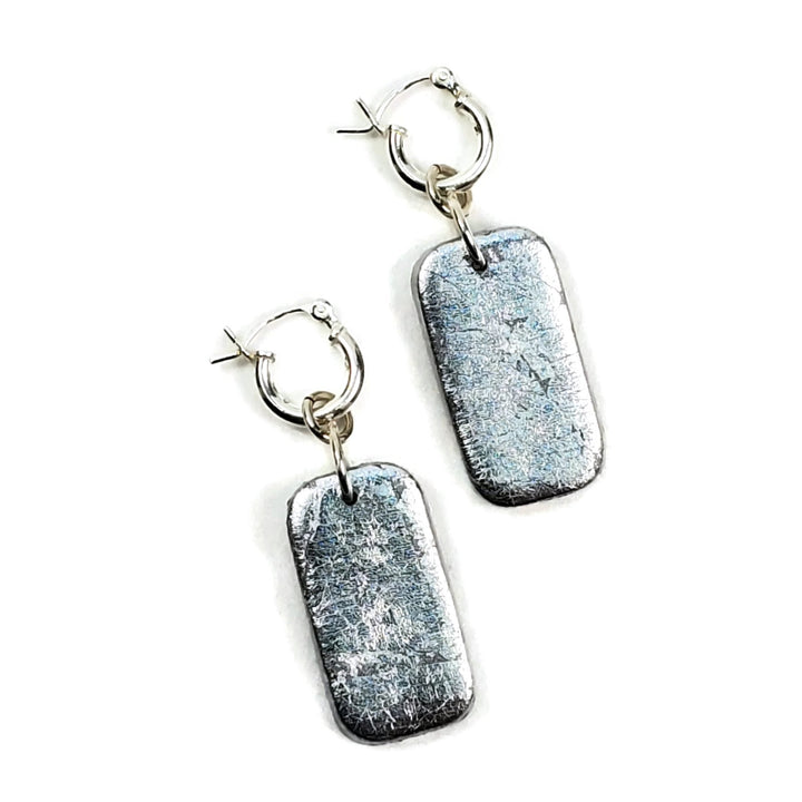 Rectangle Dangle Earring - Chrome-Earrings-Tiry Originals, LLC