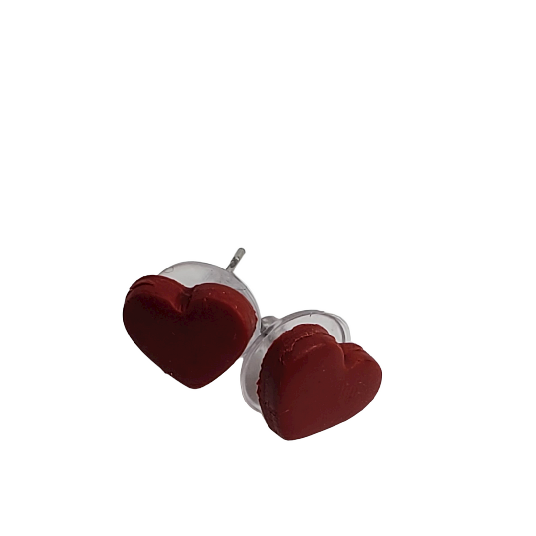 Red Heart 12mm Stud Earrings for a Timeless Look-Earrings-PME42 Red-Matte Red-Tiry Originals, LLC