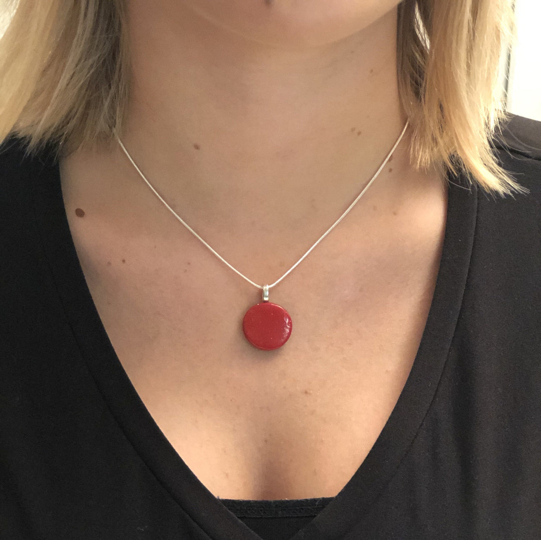 Red Round Pendant - Large-Pendants-Tiry Originals, LLC