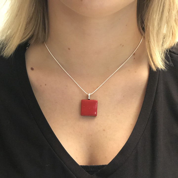 Red Square Pendant - Scarlett-Pendants--Tiry Originals, LLC