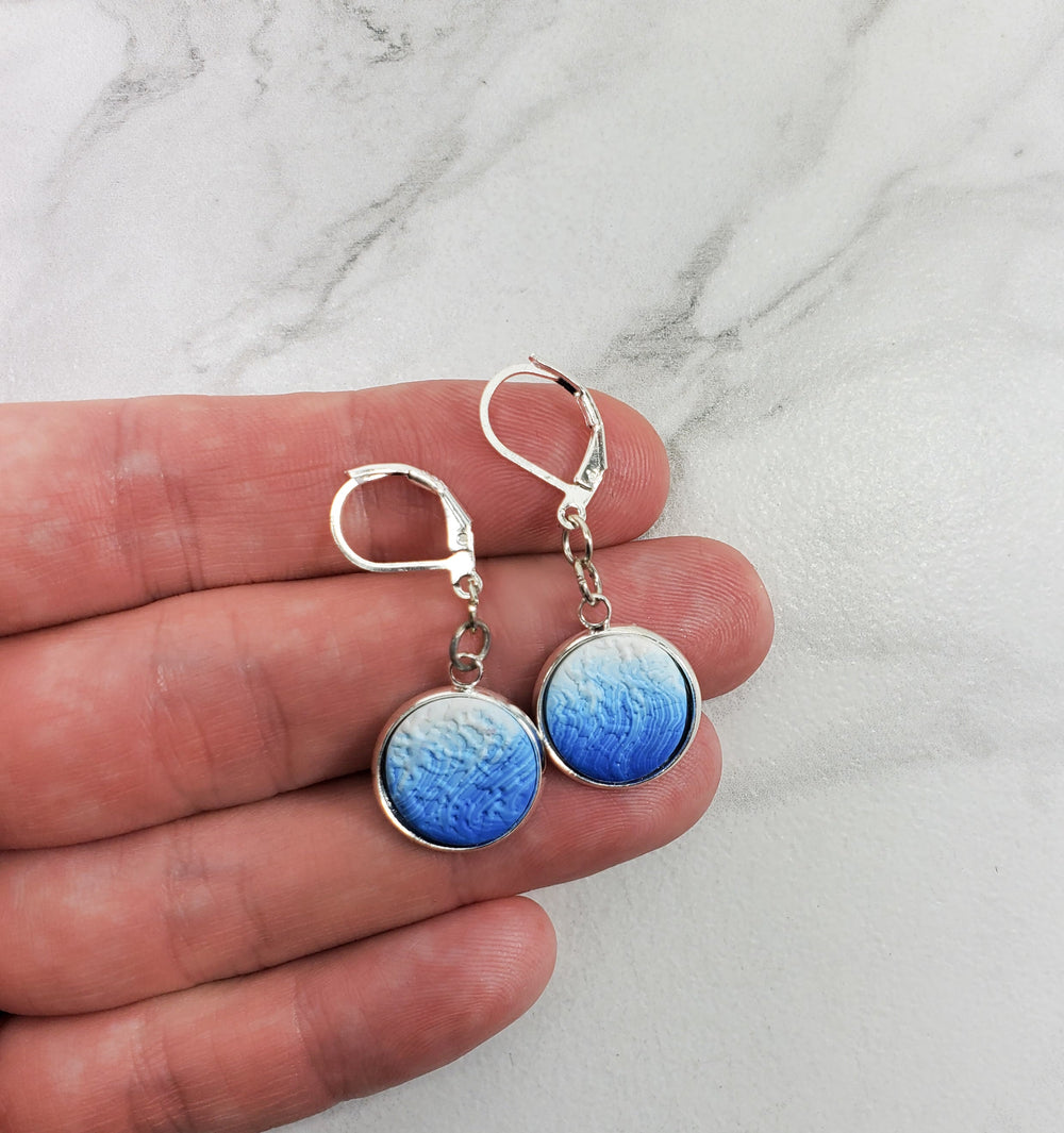 Round Bezel Dangle Earring - Blue-Earrings-PME05 #1 Blue Skinner-Option #1-Tiry Originals, LLC