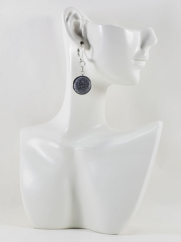 Round Bezel Dangle Earring - Chrome-Earrings-Tiry Originals, LLC