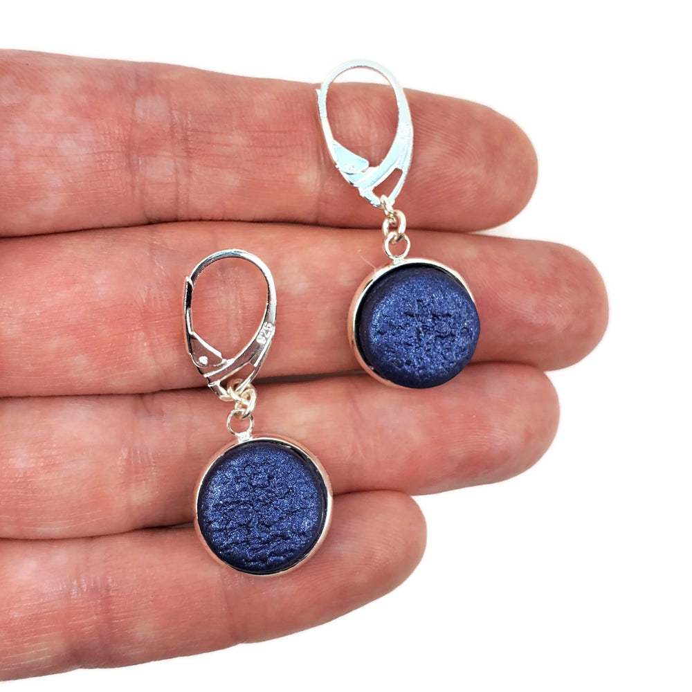 Round Bezel Dangle Earring Solid Color - Very Peri-Earrings-Tiry Originals, LLC