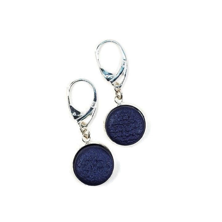 Round Bezel Dangle Earring Solid Color - Very Peri-Earrings-Tiry Originals, LLC