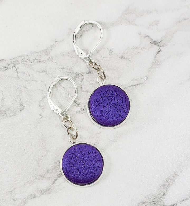 Round Bezel Dangle Earring - Solid Colors-Earrings-Tiry Originals, LLC