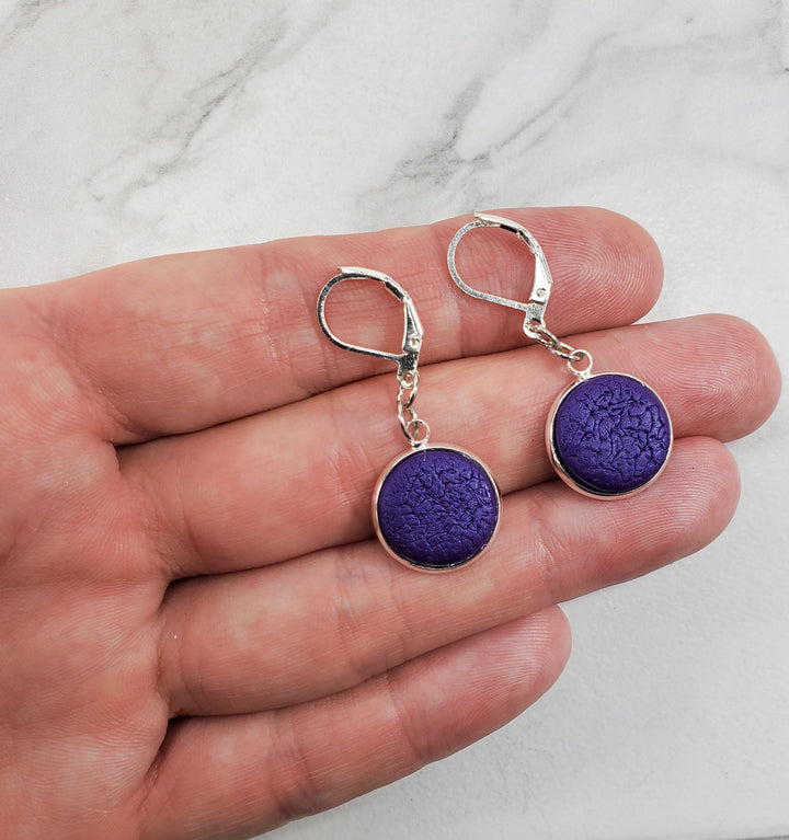 Round Bezel Dangle Earring - Solid Colors-Earrings-Tiry Originals, LLC