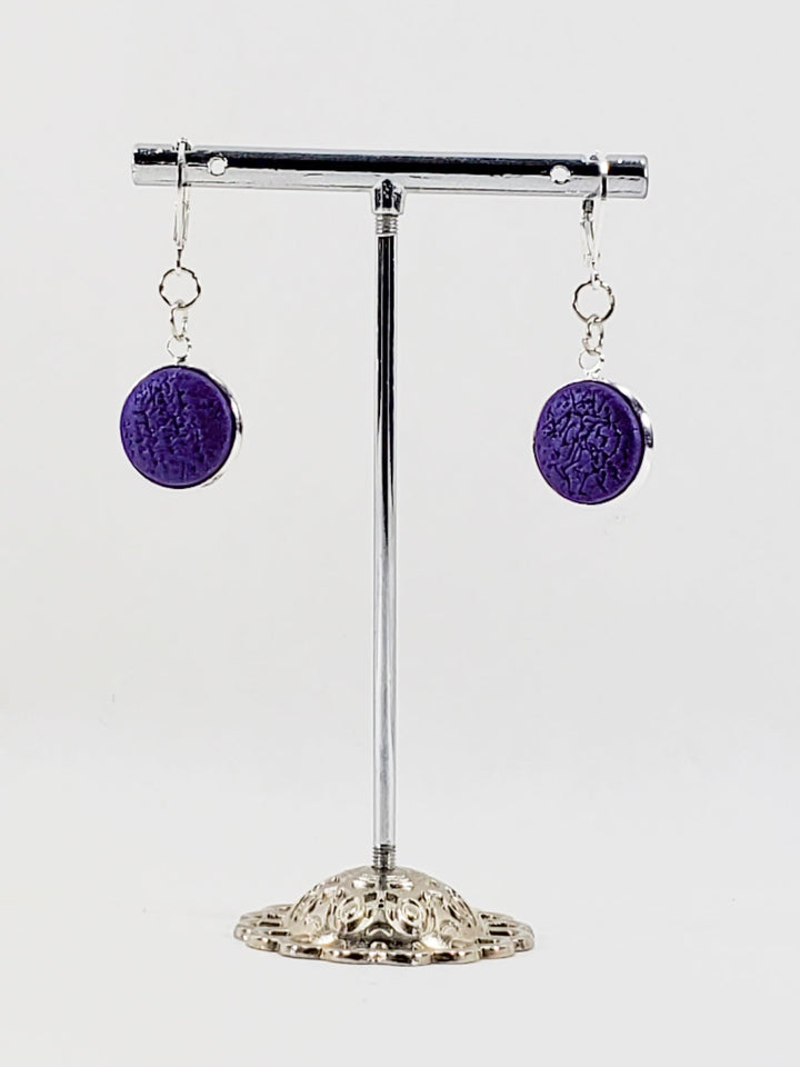 Round Bezel Dangle Earring - Solid Colors-Earrings--Tiry Originals, LLC