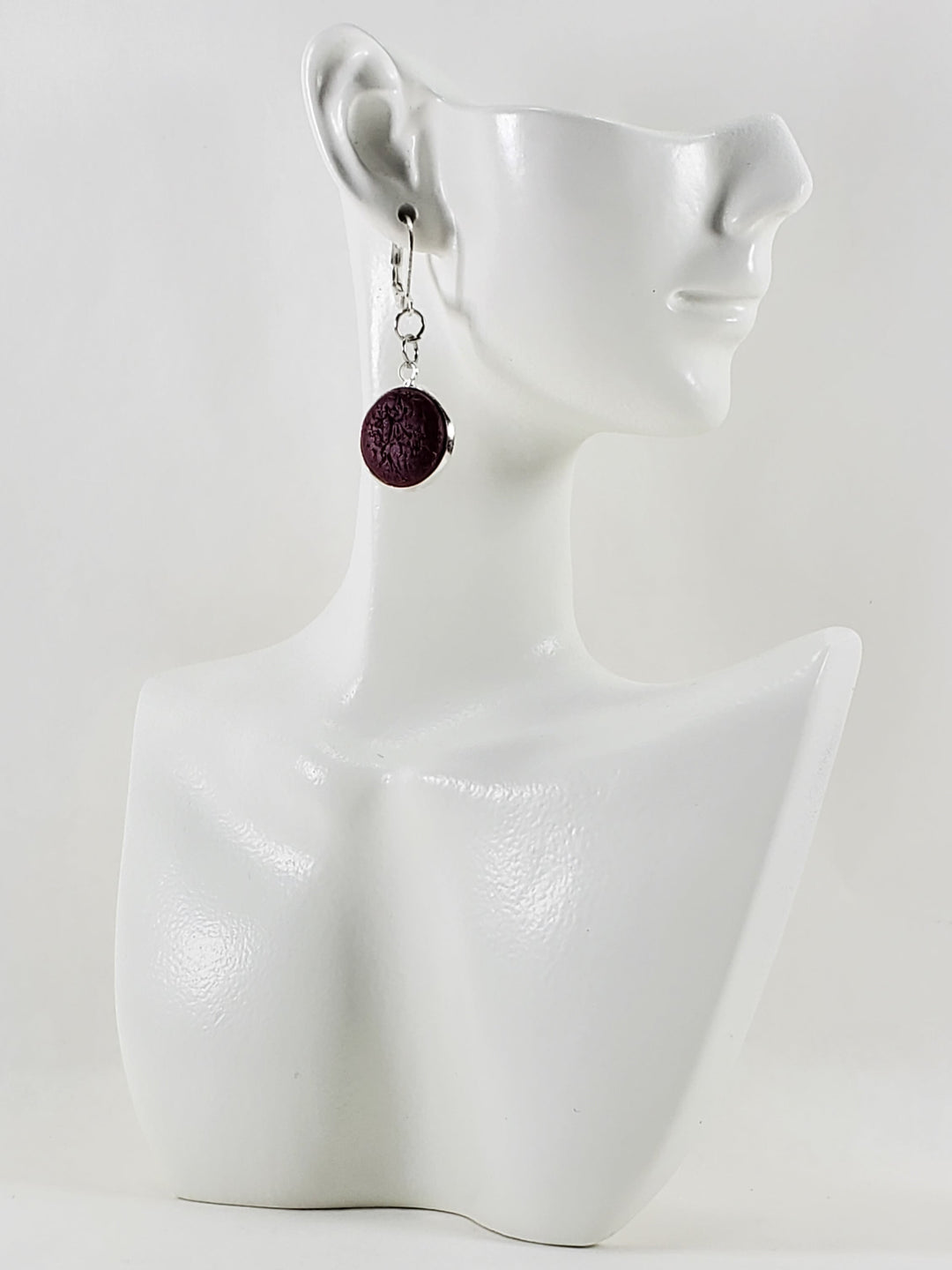 Round Bezel Dangle Earring - Solid Colors-Earrings--Tiry Originals, LLC