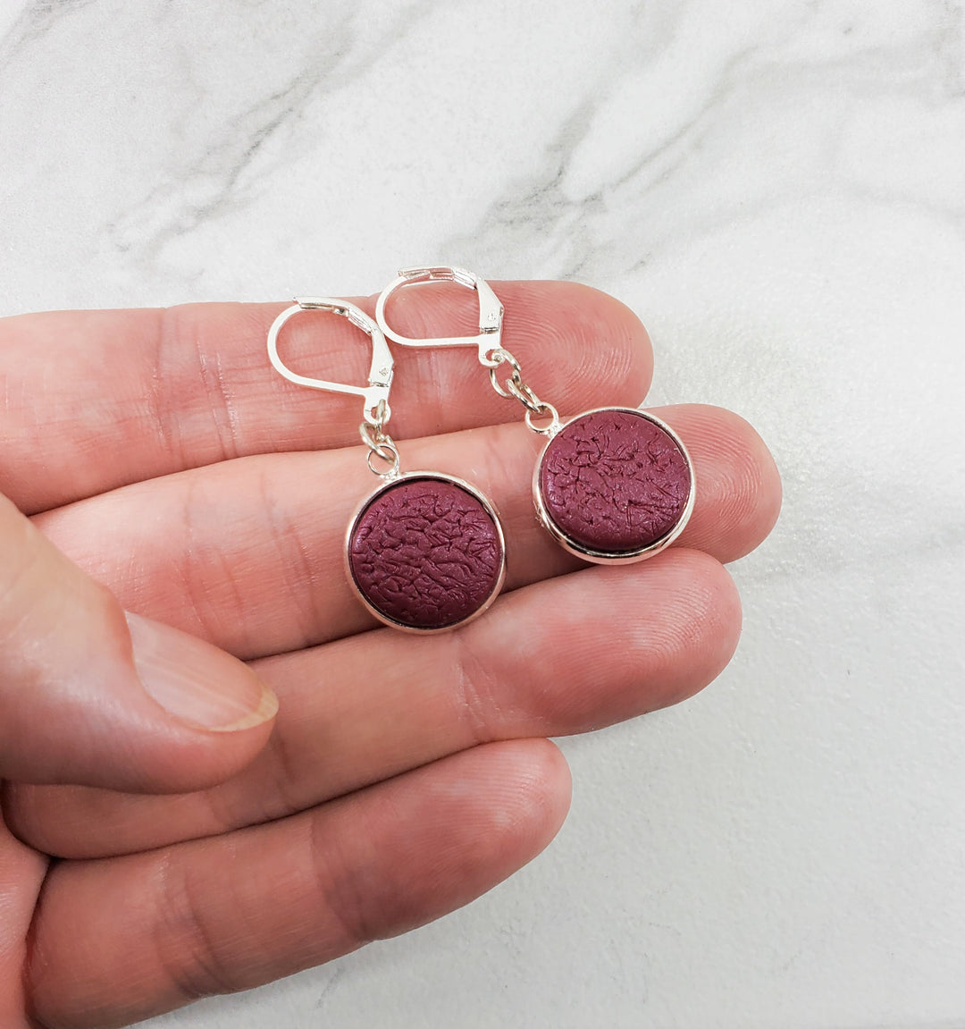 Round Bezel Dangle Earring - Solid Colors-Earrings-Tiry Originals, LLC