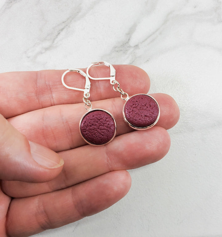 Round Bezel Dangle Earring - Solid Colors-Earrings-Tiry Originals, LLC