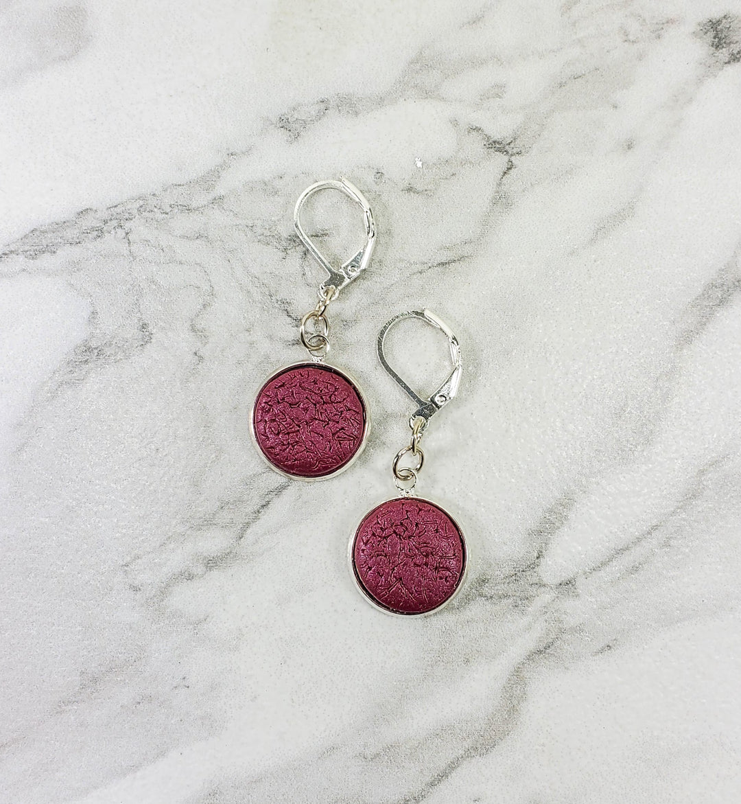 Round Bezel Dangle Earring - Solid Colors-Earrings--Tiry Originals, LLC