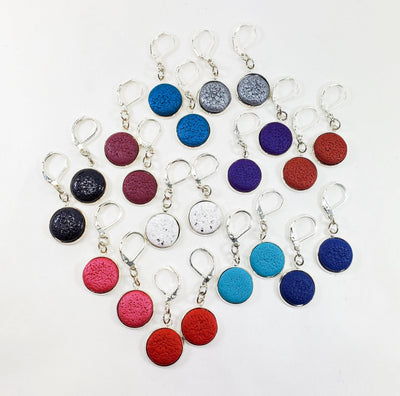 Round Bezel Dangle Earring - Solid Colors-Earrings--Tiry Originals, LLC