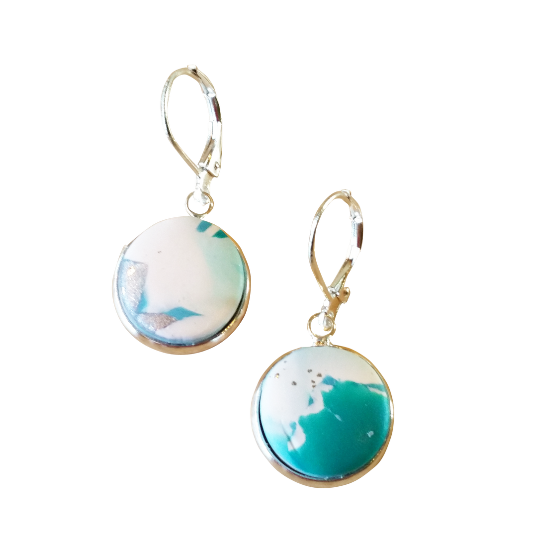 Round Bezel Dangle Earring - Turquoise Water-Earrings-PME05 4tw-Option 4-Tiry Originals, LLC