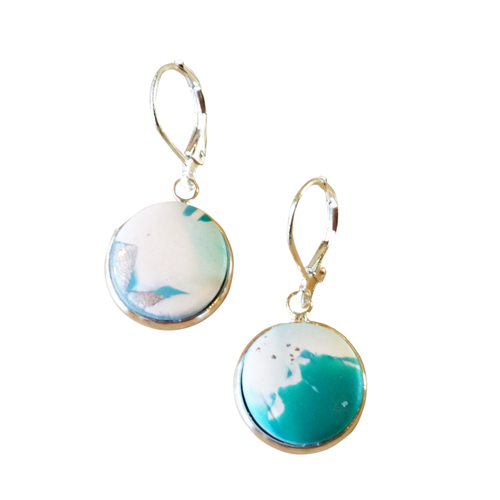 Round Bezel Dangle Earring - Turquoise Water-Earrings-PME05 4tw-Option 4-Tiry Originals, LLC