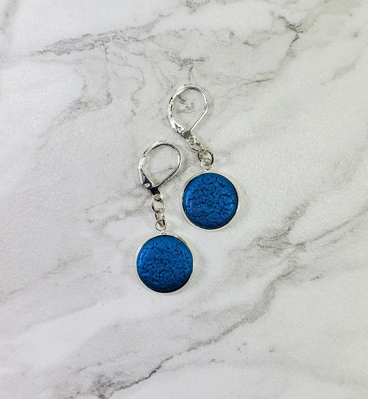 Round Bezel Dangle Earring - Turquoise Water-Earrings--Tiry Originals, LLC