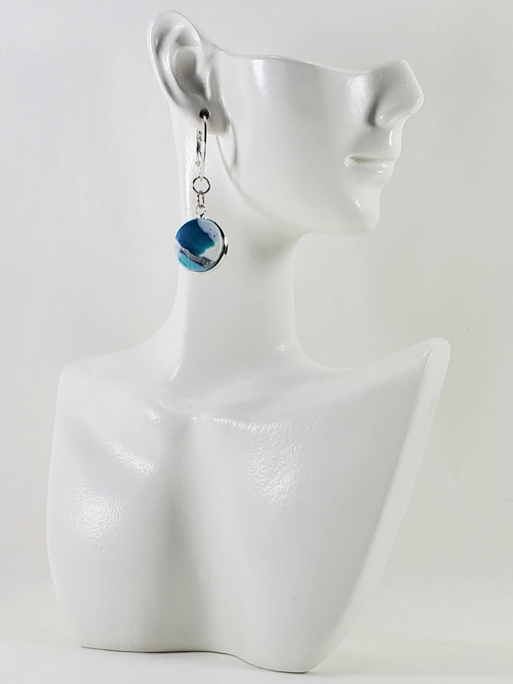 Round Bezel Dangle Earring - Turquoise Water-Earrings--Tiry Originals, LLC