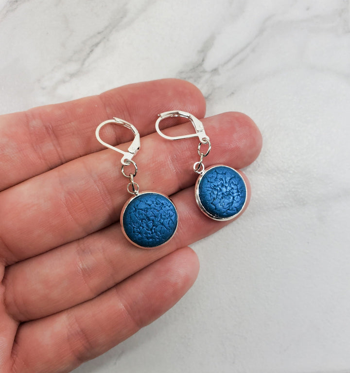 Round Bezel Dangle Earring - Turquoise Water-Earrings-Tiry Originals, LLC