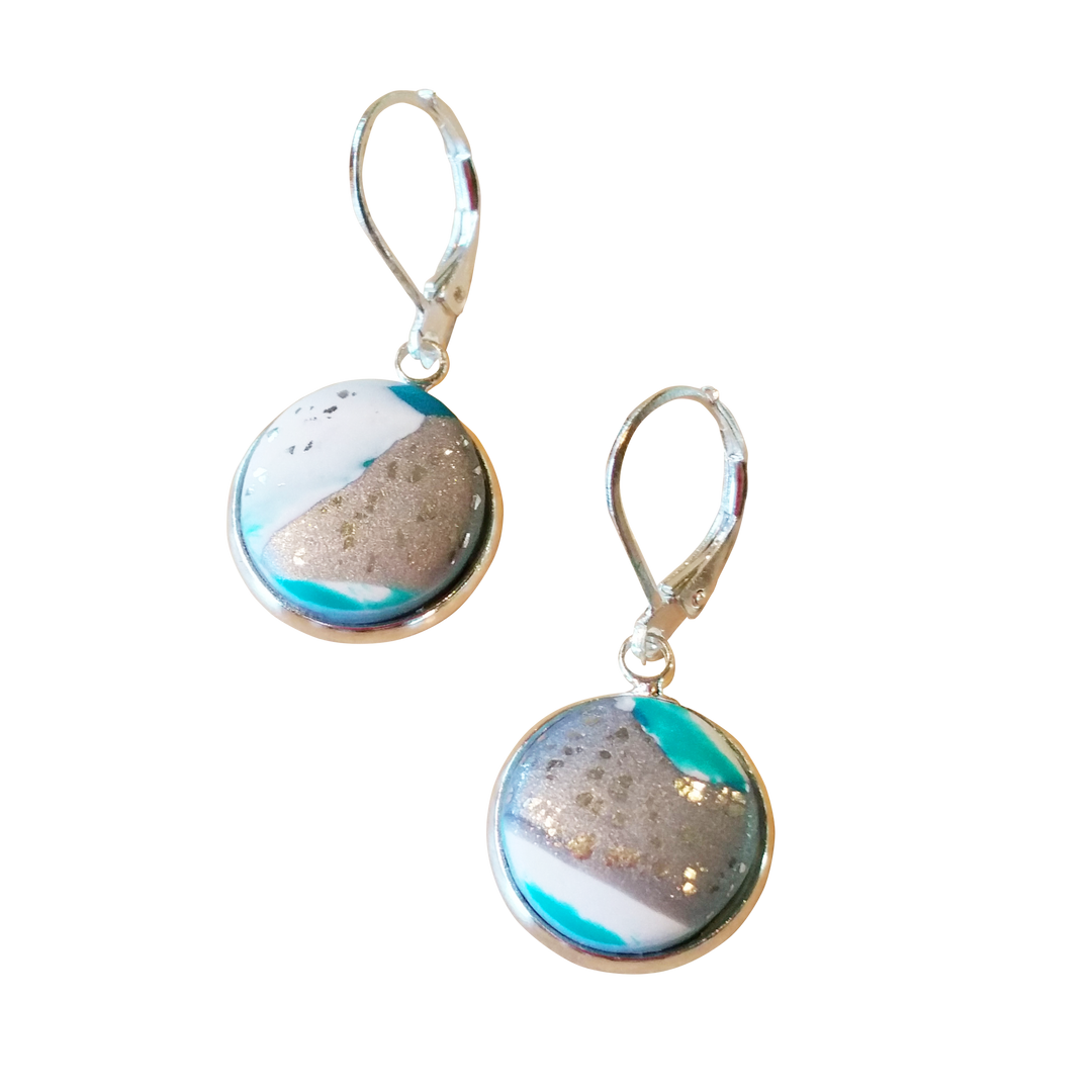 Round Bezel Dangle Earring - Turquoise Water-Earrings-Tiry Originals, LLC