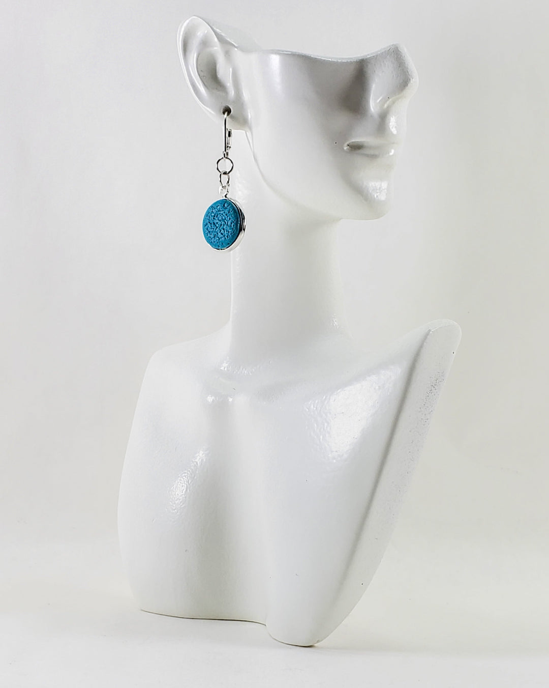 Round Bezel Dangle Earring - Turquoise Water-Earrings--Tiry Originals, LLC