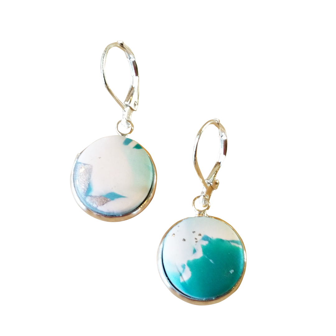 Round Bezel Dangle Earring - Turquoise Water-Earrings-Tiry Originals, LLC