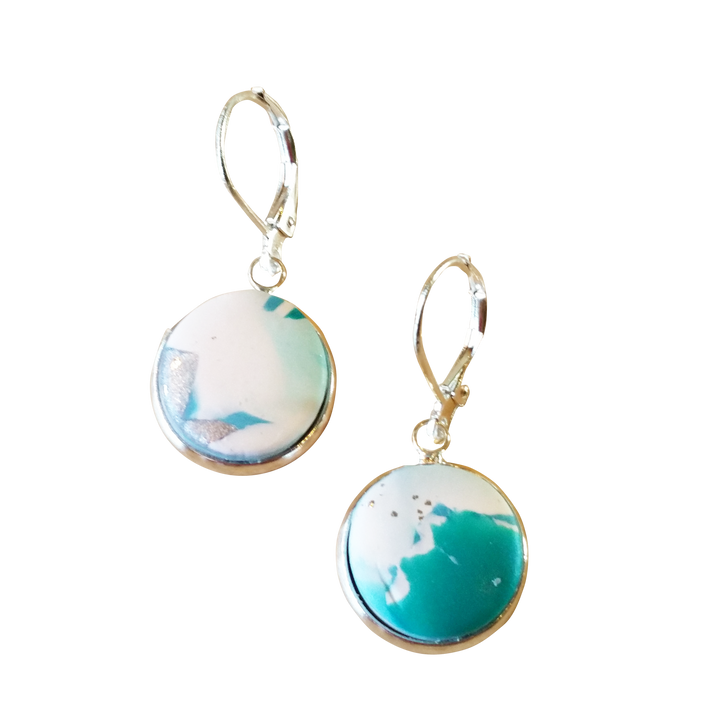 Round Bezel Dangle Earring - Turquoise Water-Earrings-Tiry Originals, LLC