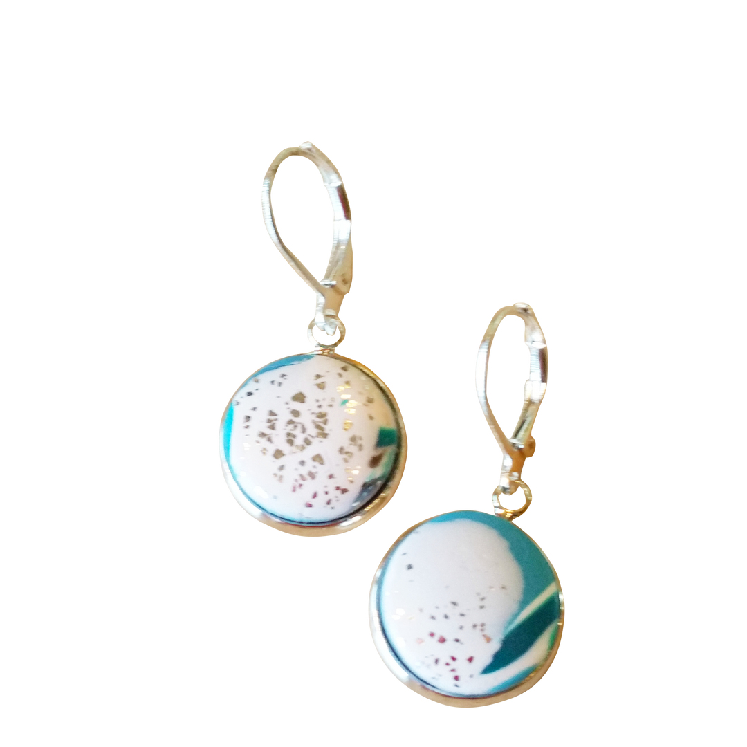 Round Bezel Dangle Earring - Turquoise Water-Earrings-Tiry Originals, LLC