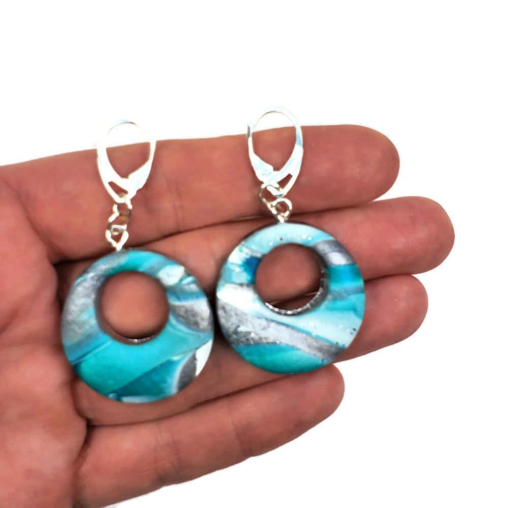 Round Donut Cutout Dangle Earring - Turquoise Water-Earrings-PME29 #1 Teal-Option #1-Tiry Originals, LLC