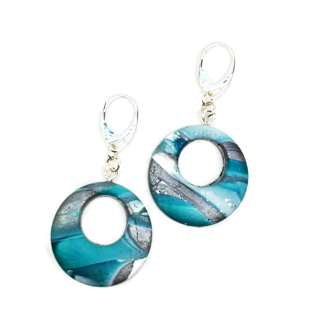 Round Donut Cutout Dangle Earring - Turquoise Water-Earrings-PME29 #1 Teal-Option #1-Tiry Originals, LLC