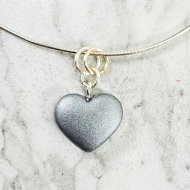 Silver Heart Pendant - Tiny-Pendants-PMP41 Matte-Matte - Chrome Edge-Tiry Originals, LLC