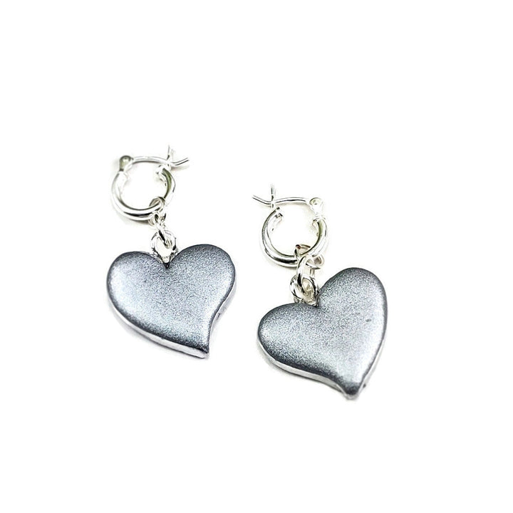 Silver Sway Heart Earrings - Chrome-Earrings-PME15-Matte - Chrome Edge-Tiry Originals, LLC