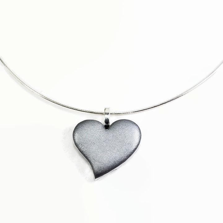 Silver Sway Heart Pendant - Large-Pendants-PMP73 Matte-Matte w/Chrome Edge-Tiry Originals, LLC