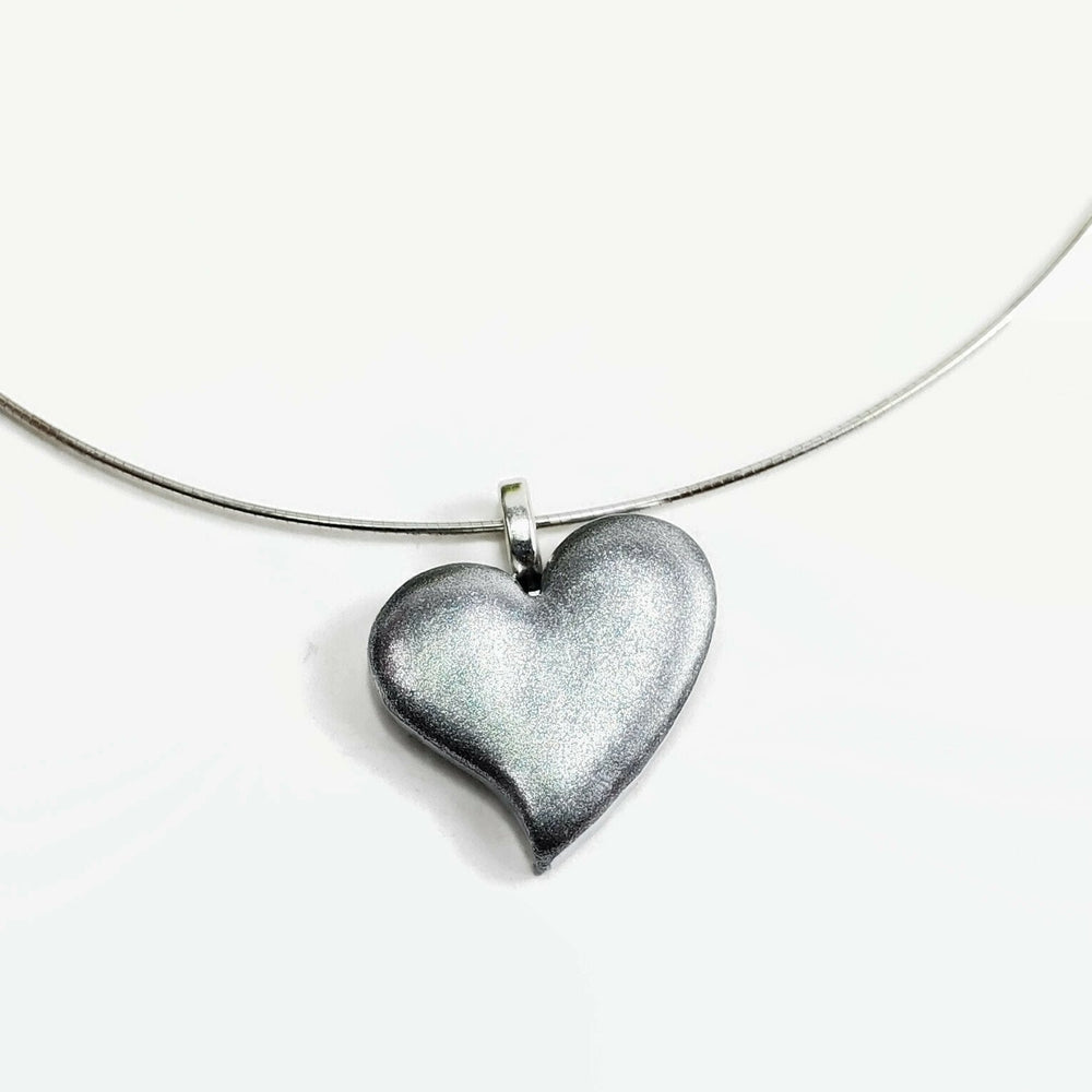 Silver Sway Heart Pendant - Large-Pendants-Tiry Originals, LLC