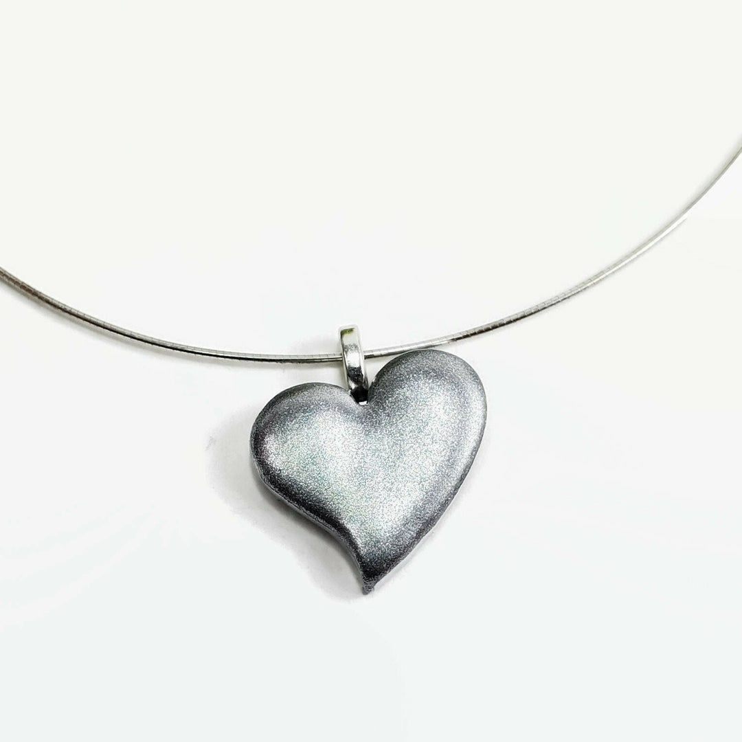 Silver Sway Heart Pendant - Large-Pendants-Tiry Originals, LLC