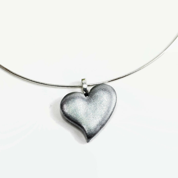 Silver Sway Heart Pendant - Large-Pendants-Tiry Originals, LLC