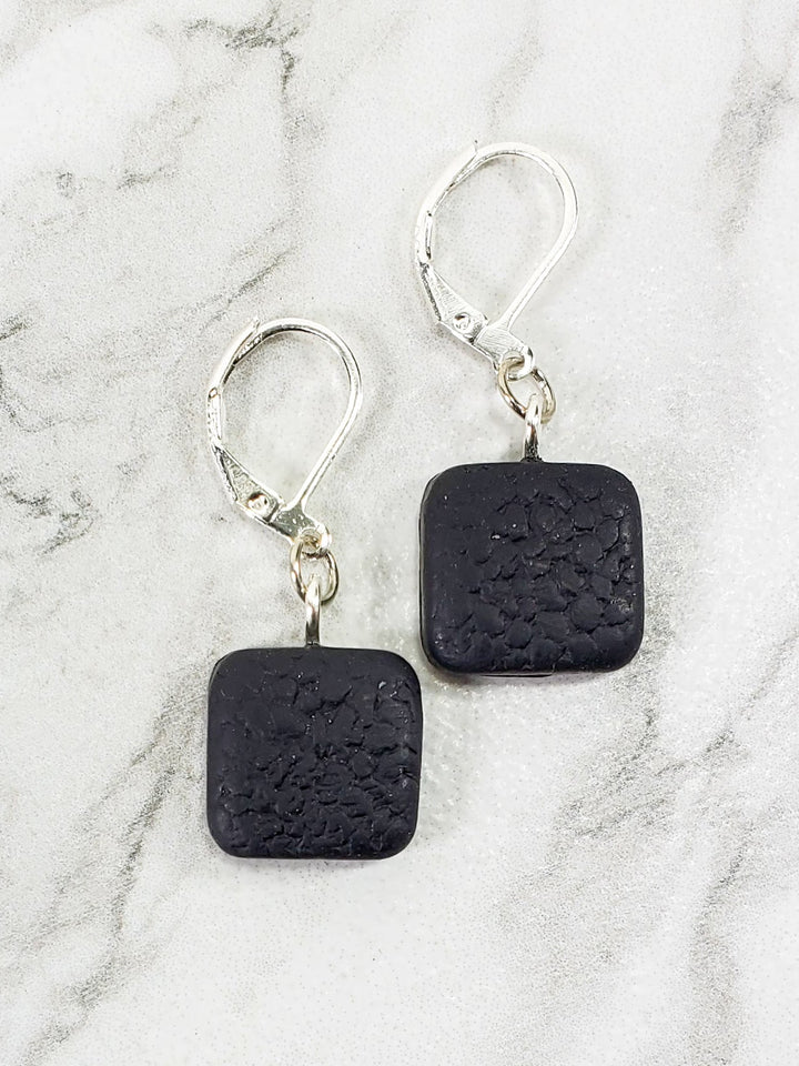 Simple Square Dangle Earring - Black-Earrings-PME06 Black-Black-Tiry Originals, LLC