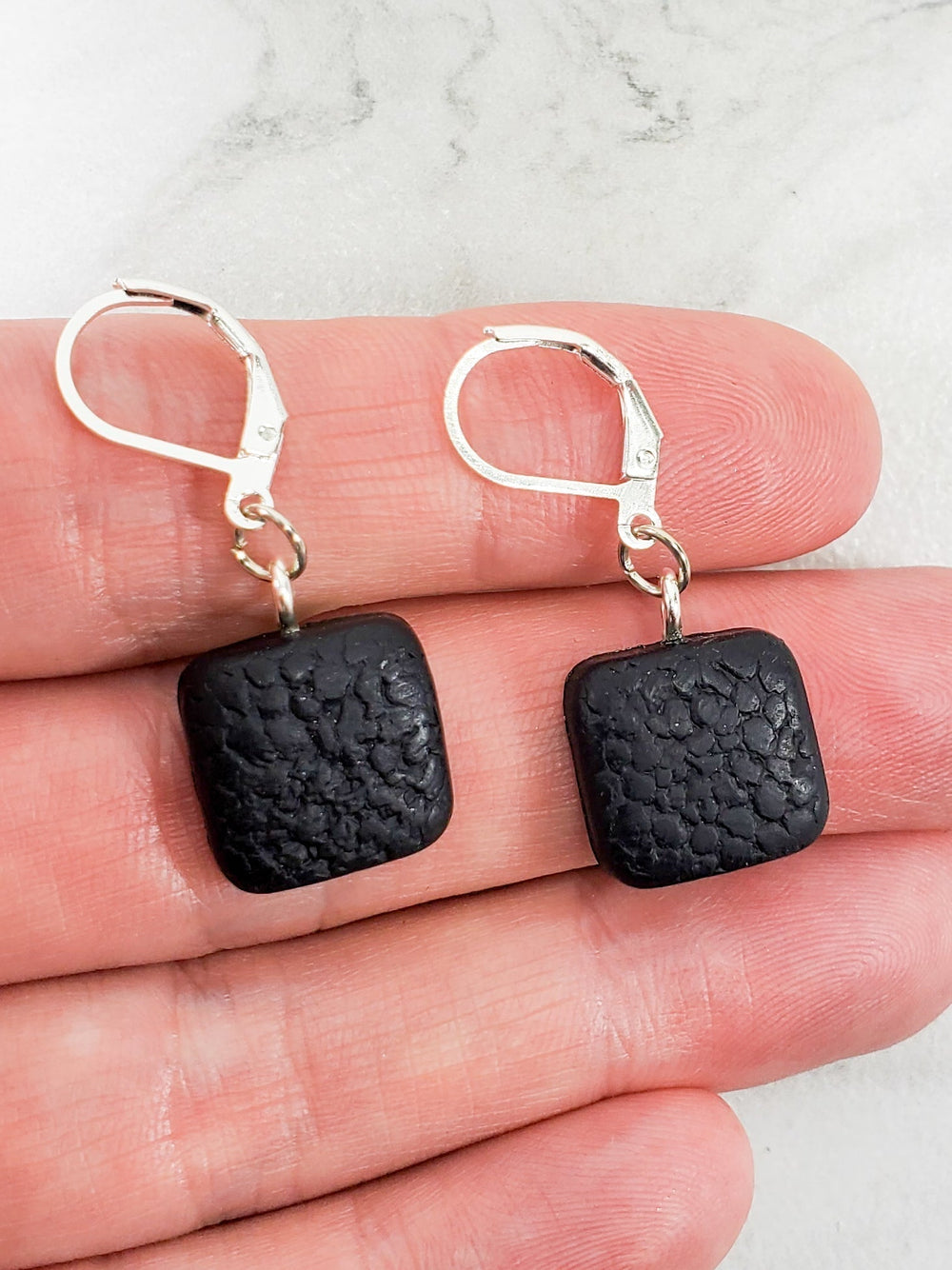Simple Square Dangle Earring - Black-Earrings-Tiry Originals, LLC