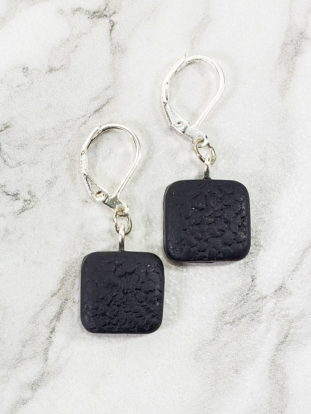 Simple Square Dangle Earring - Black-Earrings-Tiry Originals, LLC