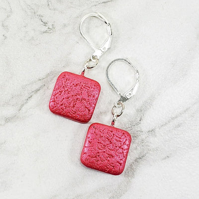 Simple Square Dangle Earring - Pink Magenta-Earrings-PME06 Pink Magenta-Pink Magenta-Tiry Originals, LLC