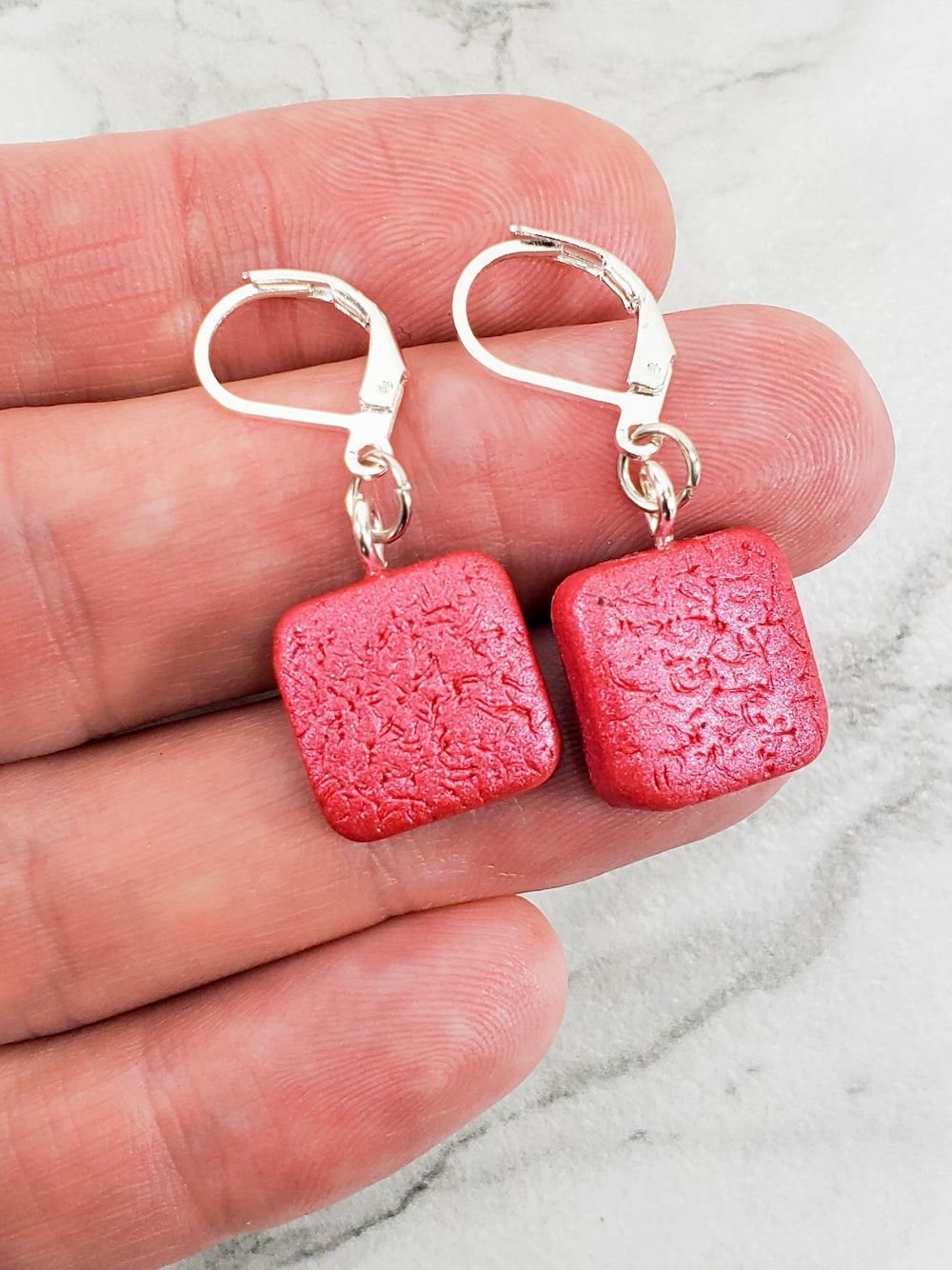 Simple Square Dangle Earring - Pink Magenta-Earrings-Tiry Originals, LLC