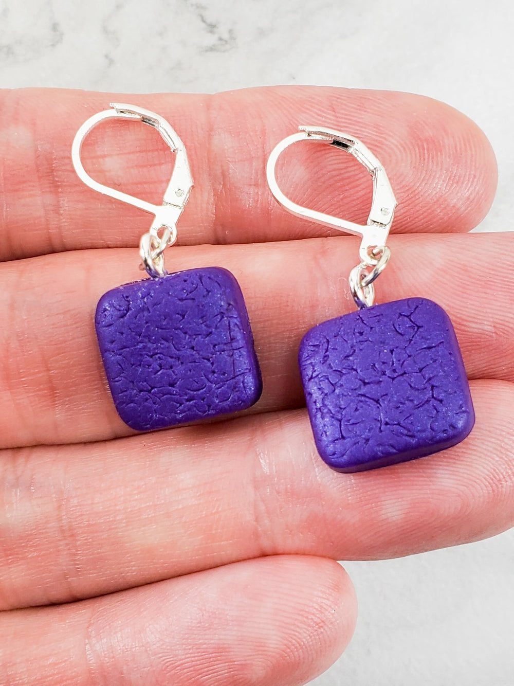 Simple Square Dangle Earring - Purple-Earrings-PME06 purple-Purple-Tiry Originals, LLC