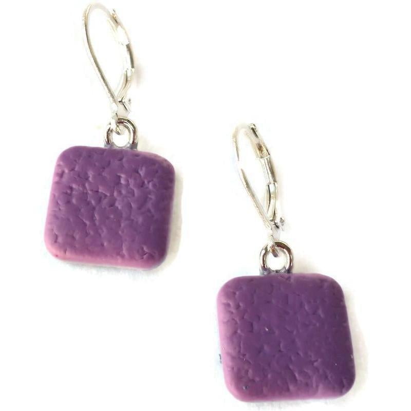 Simple Square Dangle Earring - Purple-Earrings-Tiry Originals, LLC