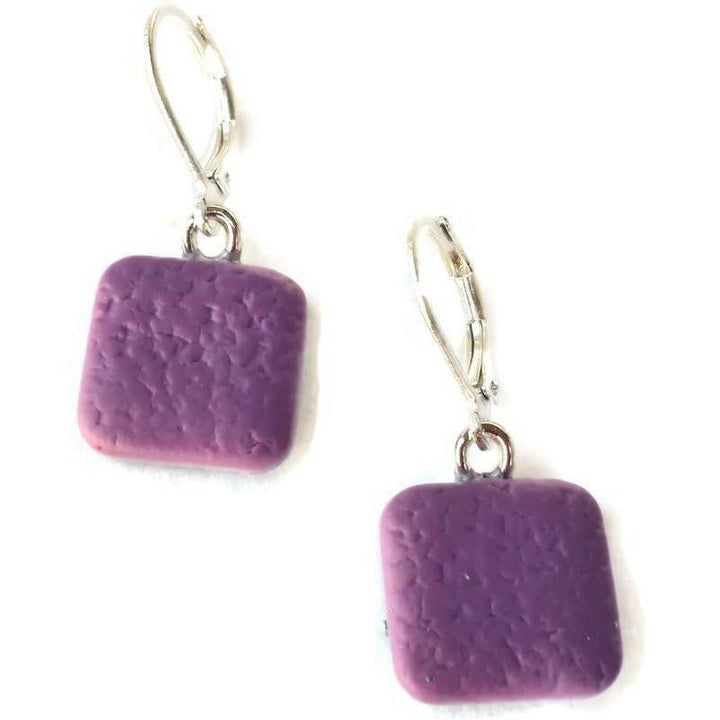 Simple Square Dangle Earring - Purple-Earrings-Tiry Originals, LLC
