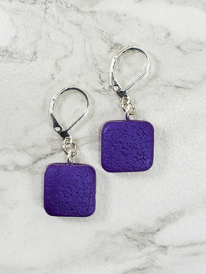 Simple Square Dangle Earring - Purple-Earrings-Tiry Originals, LLC