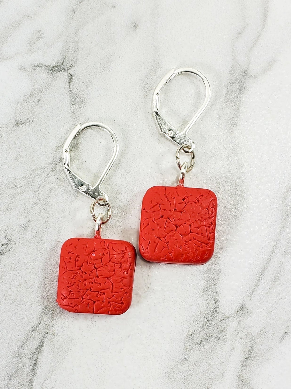 Simple Square Dangle Earring - Scarlett Red-Earrings-Tiry Originals, LLC