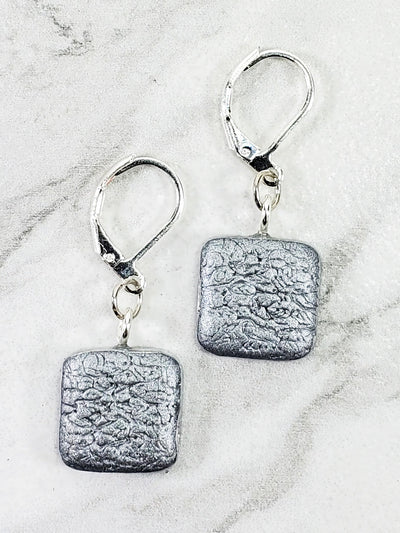 Simple Square Dangle Earring - Silver Chrome-Earrings-Silver-Tiry Originals, LLC