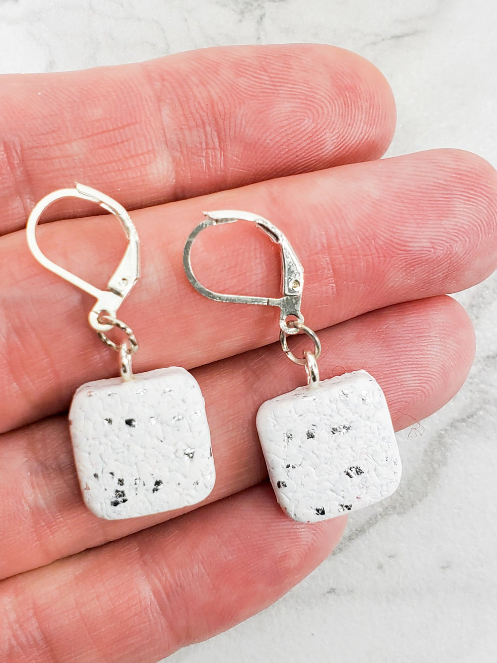 Simple Square Dangle Earring - Sparkly White-Earrings-PME06 Sparkly White-Sparkly White-Tiry Originals, LLC