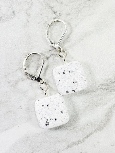 Simple Square Dangle Earring - Sparkly White-Earrings-PME06 Sparkly White-Sparkly White-Tiry Originals, LLC