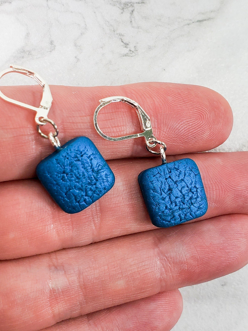 Simple Square Dangle Earring - Turquoise Water-Earrings-PME06 DT-Dark Turquoise-Tiry Originals, LLC