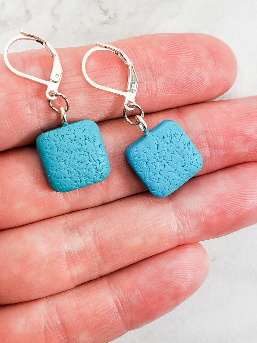 Simple Square Dangle Earring - Turquoise Water-Earrings-PME06 LT-Light Turquoise-Tiry Originals, LLC