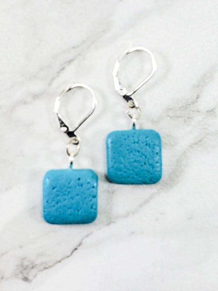 Simple Square Dangle Earring - Turquoise Water-Earrings--Tiry Originals, LLC